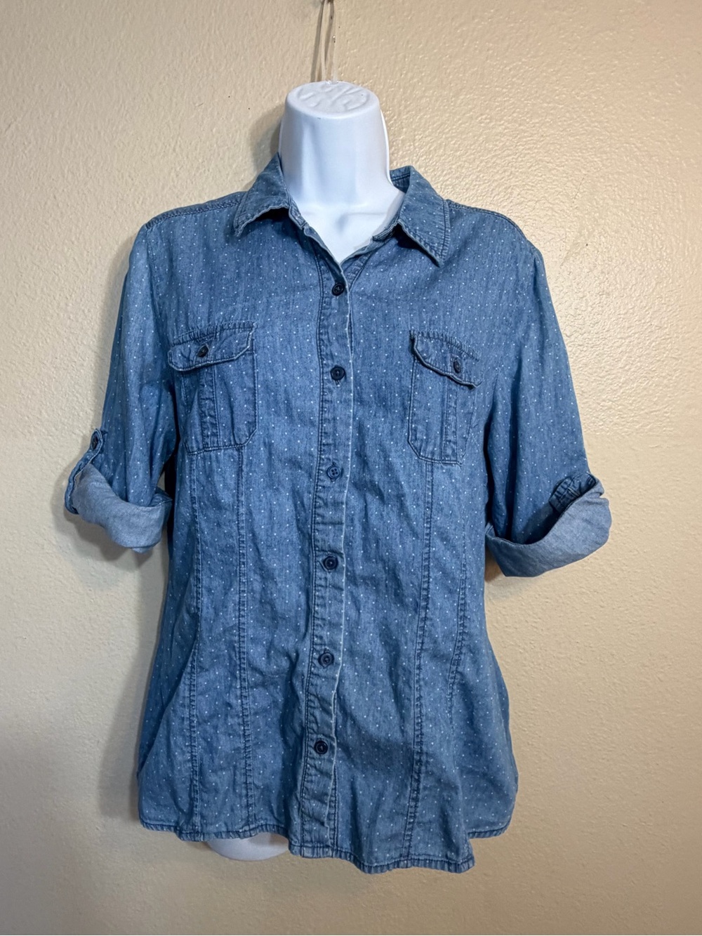 Apt 9 Classic Light Blue Denim 100% Cotton Button-Up Shirt